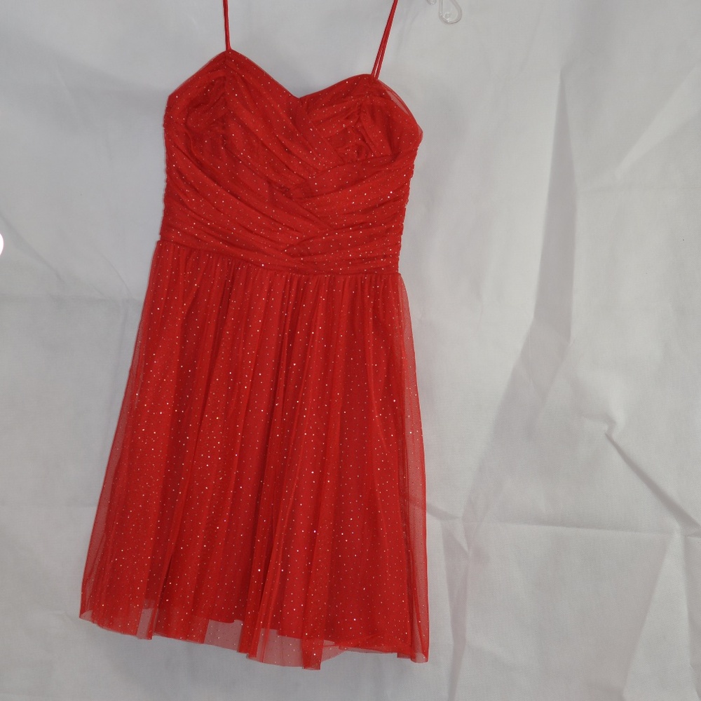 Red Sparkle Tulle Red Spaghetti Strap Dress SZ 9/10
